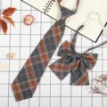 Set cravatta e papillon a quadri grigio e arancione stile scolastico giapponese cosplay. - JK038 Grigio Scuro Arancione A Quadri