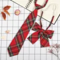 Set cravatta e fiocco scozzese rosso stile college giapponese accessori per il collo carini. - JK042 Rosso Biancospino
