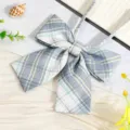 JK Plaid Bow Tie Sailor Uniform Ribbon Collar Accessory Detail View Cute College Style - JK053 Sky Blue Yellow Plaid Bow Tie