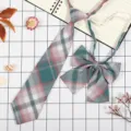 Set cravatta e farfalla a quadri JK da donna, ideale per uniformi scolastiche e cosplay. - A Quadri Verde Turchese (Cravatta + Papillon)