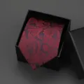 Classic red paisley patterned necktie neatly packed in a black gift box for business. - 8cm Red Blue Paisley Manual