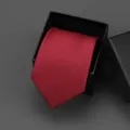 Wine red business tie variant, classic formal solid necktie neatly packed in a black gift box. - 8cm Wine Red Smooth Manual