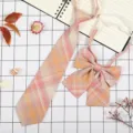 Japanese plaid JK tie and bow set for women, cute school style uniform accessory. - JK003 Red Tea