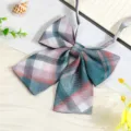 Japanese JK uniform plaid bow tie, sweet college style collar accessory for shirts. - Turquoise Green Plaid Bow Tie