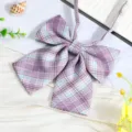 Japanese JK uniform purple plaid bow tie accessory with ribbon strap variant style. - Hibiscus Purple Bow Tie
