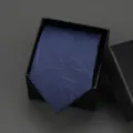 Navy blue geometric pattern business tie with elegant black gift box for formal men wear. - 8cm Blue Snowflake Manual