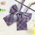 Purple plaid JK bow tie collar ribbon school uniform sailor shirt accessory for women - Lavender Purple Plaid Bow Tie