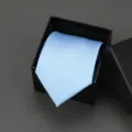 Light blue striped necktie for men formal business suit with black gift box packaging - 8cm Sky Blue Fine Grain Manual