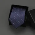 Blue Geometric Pattern Men's Business Formal Necktie with Black Gift Box Variant - 8cm Houndstooth Manual