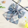 Blue plaid JK bow tie ribbon accessory for women school uniform sailor shirt collar flower. - Royal Blue Plaid Bow Tie