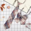 Set cravatta e fiocco scozzese JK giapponese pre-annodato stile studentesco per donne - JK037 Corallo di Fondo Marino
