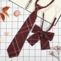 Set cravatta e fiocco scozzese stile giapponese pre annodato per studenti varianti - JK040 Shahua A Quadri