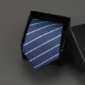 Blue striped necktie for men business formal wear with gift box packaging sku variant. - 8cm A080 Manual