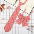 Set Cravatta e Farfallino JK Scozzese Rosa Stile Accademico Accessorio Marinaio - JK041 Arancione Rosa