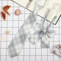 Set cravatta e papillon a quadri stile JK giapponese grigio blu uniforme scolastica - JK053 Azzurro Giallo A Quadri