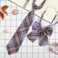 Set cravatta e fiocco JK a quadri viola in stile giapponese, bellissimo accessorio per uniforme. - A Quadri Giallo Viola Classici