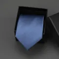 Classic blue striped necktie for men business suit, elegant design with black gift box included. - 8cm Ocean Fine Grain Manual