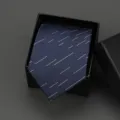 Dark blue striped necktie formal business suit neckwear with black gift box packaging - 8cm Blue Meteor Manual