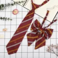 Set cravatta fiocco uniforme scolastica JK giapponese bordeaux strisce oro - Striscia Gialla Borgogna M