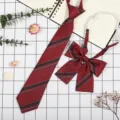 Set cravatta e cravattino uniforme JK giapponese righe diagonali stile accademico - Striscia Argento Blu Borgogna