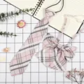 Set cravatta e fiocco a quadri rosa in stile JK giapponese, accessorio da collo carino. - A Quadri Rosa Chiaro