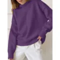 Sweatshirt casual col montant manches longues violet pour femme de style mode. - S / Bleu Violet