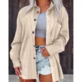 Womens casual knitted cardigan lapel single-breasted textured sweater outerwear new - S / Khaki