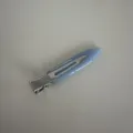 Macaron blue acetate hair clip detail, slim duckbill hair accessory for cute bangs and styling. - Blue