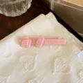 Pink floral acetate hair clip with cute capsule design, perfect sweet side clip for daily styling. - Floral Knot Hair Pin / Light Pink