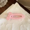 Pink cute hair clip side hair accessory with sweet bow design for daily sweet girl hairstyle. - Bowknot Oval / Light Pink