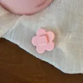 Pink flower acetate hair clip, cute side hairpin for daily styling and bangs decoration. - Embossed Small Floral Clip / Light Pink