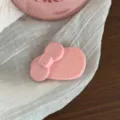 Pink cute side hair clip with bow ear design, high quality acetate hair accessories for women. - Bowknot Waterdrop / Light Pink