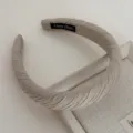 Beige pleated fabric headband for women, chic hair accessory, stylish daily wear style - Off White