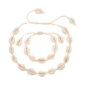 Ensemble collier bracelet de coquillage fait main style plage boheme bijoux pour femme - Beige (Style Nœud)