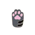 Cute cat paw enamel pin, grey alloy lapel badge with pink pads and stripes for hat and clothes. - Gray