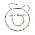 Ensemble de bijoux en coquillage tissé hawaïen collier et bracelet noir fait main - Noir (Avec Nœud)