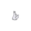 Cute white rabbit enamel pin, funny cartoon brooch badge for apparel bags or scarves. - Side Profile Style