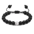 8mm Mat Zwarte Steen Kralen Verstelbare Gevlochten Armbanden Voor Paar Yoga Sieraden - Mat Zwart + Zwarte Lijn Den