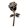 Broche en metal emaille rose noire elegante bijoux de mode cadeau pour femmes et filles - Noir