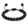 8mm matte zwarte kralen met tijgeroog steen gevlochten verstelbare yoga armband - Matzwart + Tijgeroog