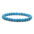 Blue turquoise bead bracelet 6mm natural stone fashion jewelry stretch bracelet for women - Black Vein Blue Turquoise