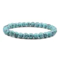 Turquoise beaded bracelet blue stone round beads 6mm variant fashion jewelry for daily wear - Black Line Light Blue Turquoise