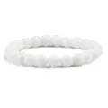 Weißes facettiertes Perlenarmband, elegantes Edelstein Stretch Armband für Damen und Alltag - Porzellanweiß