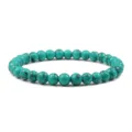 Turquoise beaded bracelet natural stone round beads yoga jewelry spiritual gift for women men - Blue Vein Turquoise