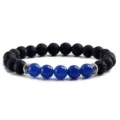 Vulkanstein und blauer Chalcedon Perlenarmband, europäischer Stil Edelstein Schmuck Stück. - Tiefes Lapislazuli-Chalcedon