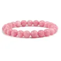 Bracciale con perle sfaccettate in cristallo rosa, gioiello elastico in pietra naturale. - Rodonite