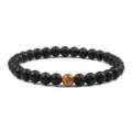 Matte black beaded bracelet with natural stone accent, minimalist unisex jewelry accessory. - Matte Black Picture Stone