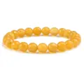 Bracciale di perle in pietra preziosa sfaccettata gialla 64 tagli corda elastica - Calcedonio Giallo