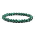 Green beaded bracelet 6mm gemstone round beads stretch bangle daily fashion jewelry accessory for women - Malachite