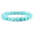 Bracciale con perle in pietra preziosa sfaccettata azzurro cristallo elastico donna - Amazonite Blu